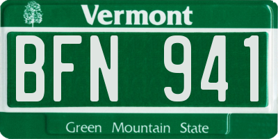 VT license plate BFN941