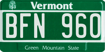 VT license plate BFN960