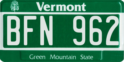 VT license plate BFN962