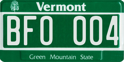 VT license plate BFO004