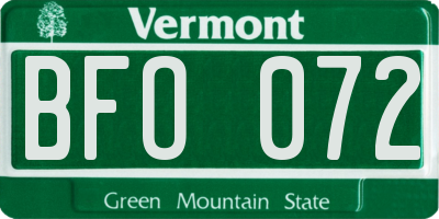 VT license plate BFO072