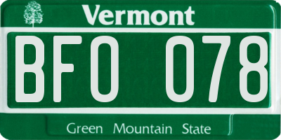 VT license plate BFO078