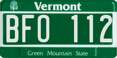 VT license plate BFO112