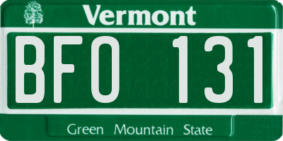 VT license plate BFO131
