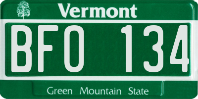 VT license plate BFO134
