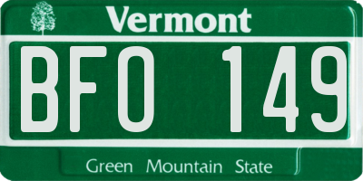 VT license plate BFO149