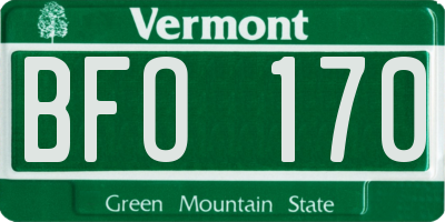 VT license plate BFO170