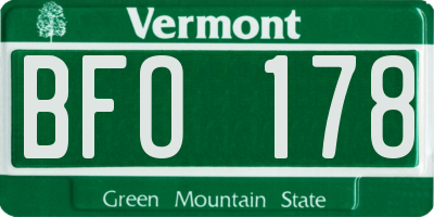 VT license plate BFO178