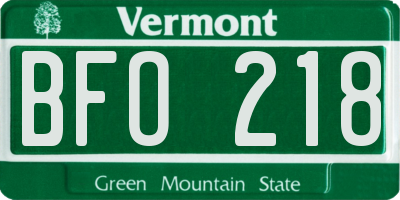 VT license plate BFO218
