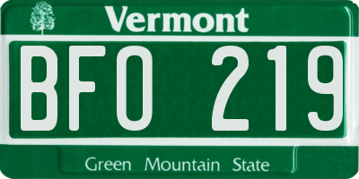 VT license plate BFO219