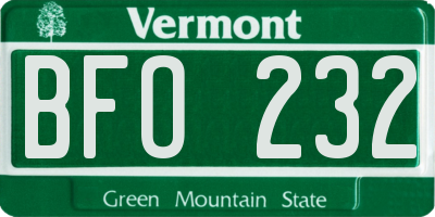 VT license plate BFO232