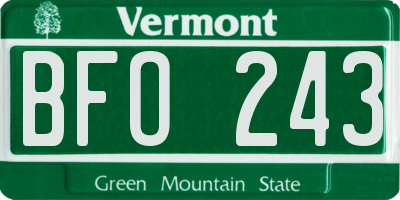 VT license plate BFO243