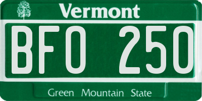 VT license plate BFO250