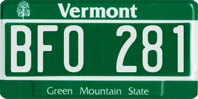 VT license plate BFO281