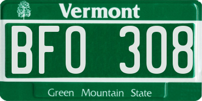 VT license plate BFO308