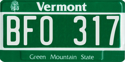 VT license plate BFO317