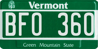 VT license plate BFO360