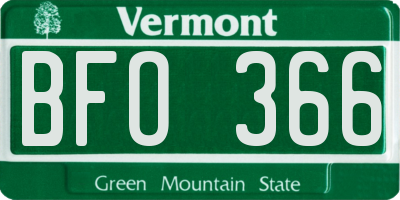 VT license plate BFO366