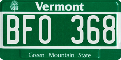 VT license plate BFO368