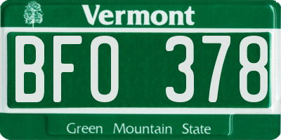 VT license plate BFO378