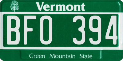VT license plate BFO394