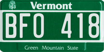 VT license plate BFO418
