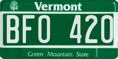 VT license plate BFO420