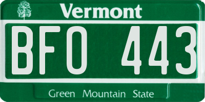 VT license plate BFO443