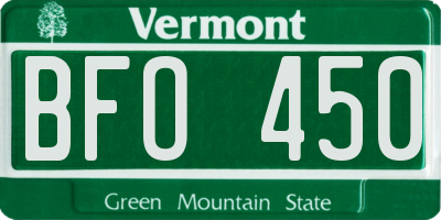 VT license plate BFO450