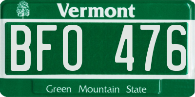 VT license plate BFO476