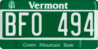 VT license plate BFO494