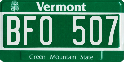 VT license plate BFO507