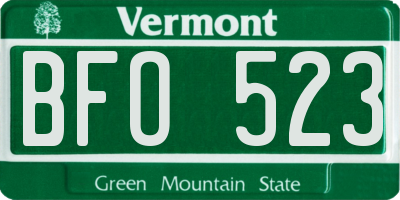 VT license plate BFO523