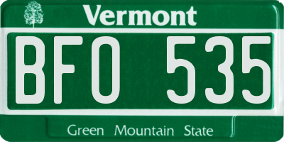 VT license plate BFO535