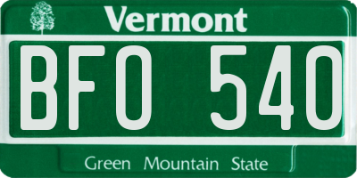VT license plate BFO540