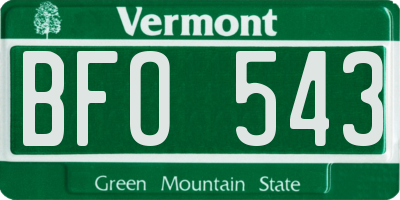 VT license plate BFO543