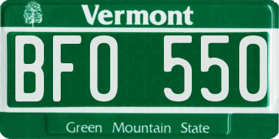 VT license plate BFO550
