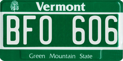 VT license plate BFO606