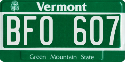 VT license plate BFO607
