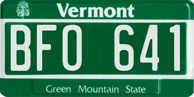 VT license plate BFO641
