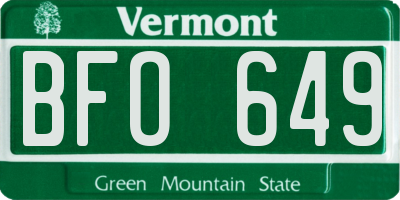 VT license plate BFO649