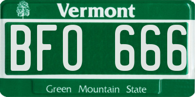 VT license plate BFO666