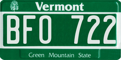 VT license plate BFO722