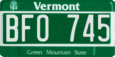 VT license plate BFO745