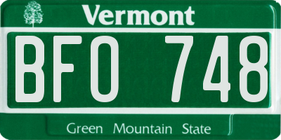 VT license plate BFO748