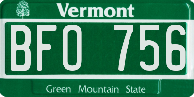 VT license plate BFO756