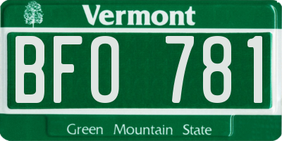 VT license plate BFO781