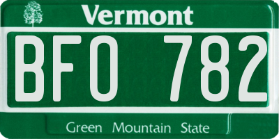 VT license plate BFO782