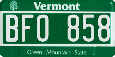 VT license plate BFO858