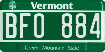 VT license plate BFO884